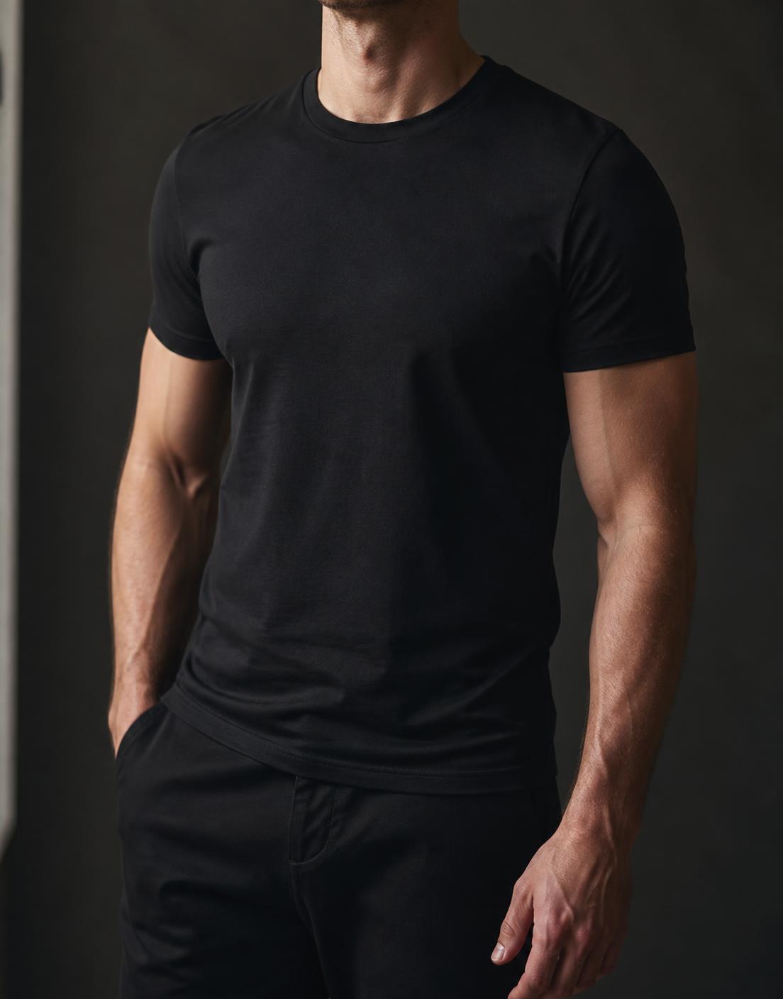 Close fit through the shoulders and arms of the Willwear slim fit t-shirt